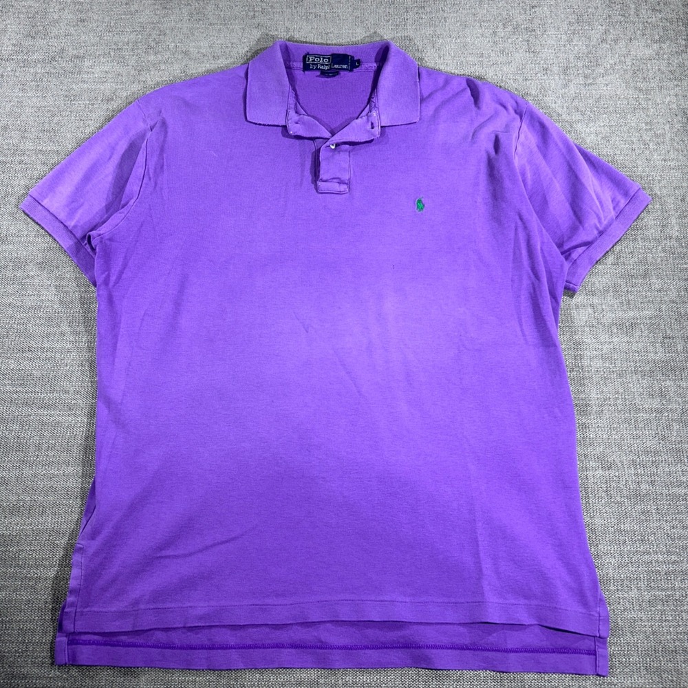 Polo Ralph Lauren‎ Polo Shirt Mens L Purple Good Short Sleeve Embroidered Pony